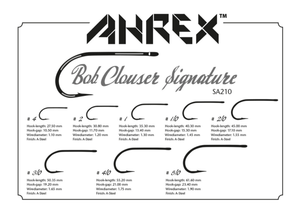 Ahrex SA210 Bob Clouser Signature Fly Tying Hook Chart Ahrex SA210 Bob Clouser Signature Fly Tying Hook Chart